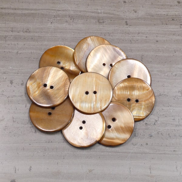 Shell, MOP, Mother of Pearl 25mm / 1 inch Buttons Dyed Brown (5pcs 10pcs 50pcs)