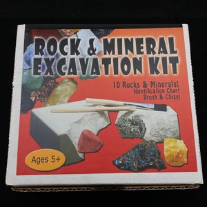 Rock and Mineral Excavation Kit Made in USA, 10 Rocks and Minerals *Ages 5+*,Gifts Holidays