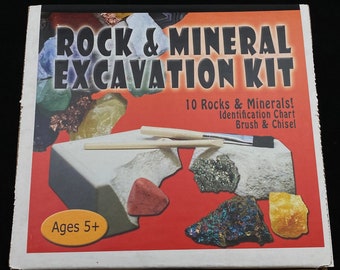Rock and Mineral Excavation Kit Made in USA, 10 Rocks and Minerals *Ages 5+*,Gifts Holidays