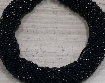Black Spinel Micro Faceted Round 2mm 3mm 4mm