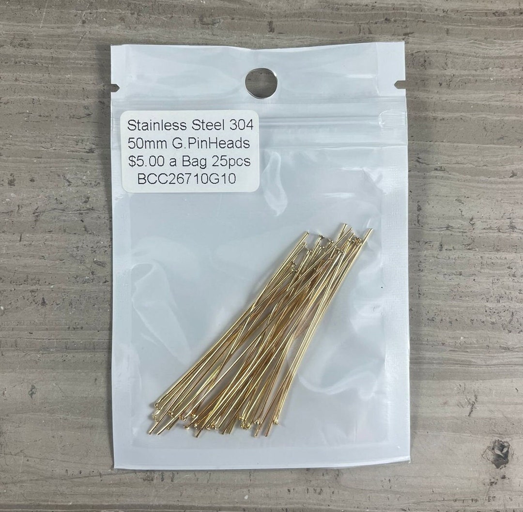 Stainless Steel 304 Gold Head-pins 50mm (25pcs) - Etsy