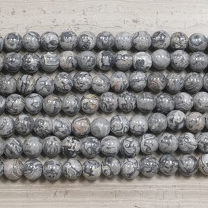 Silver Crazy Lace aka Map Stone Jasper Round 2.5mm hole 8mm 10mm