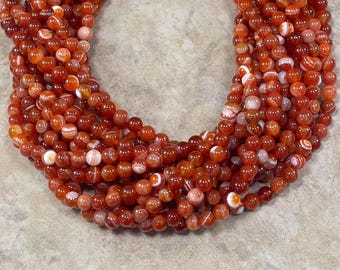 Red Sardonyx (Heated) aka Banded Agate Round 6mm 8mm 10mm