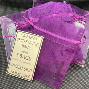 Organza Seed Saving Bags [PURPLE], 3" Square, Pk of 5 [Herb drying, seed drying, flower drying, gifting bags, accent bags, storage bags]
