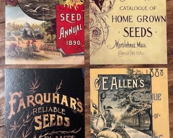 Set of 12 Vintage Postcards - Seed Catalogue Covers, Assorted. [4 Vintage Designs, 3 Postcards Each, Suitable for Mailing or Display, Set 4]