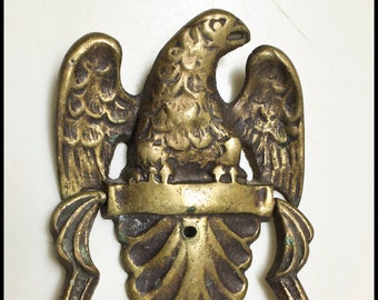 Federal Eagle Door Knocker - 7" High Solid Cast Brass Vintage Aged Colonial Door Knocker with Free Priority Shipping
