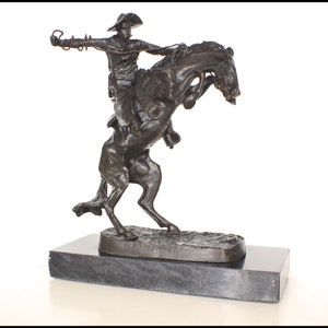 Frederic Remington &quot;Bronco Buster&quot; Bronze Sculpture - Vintage 9 1/2&quot; Tall Lost Wax Casting Reproduction Statue with Free Shipping to the USA