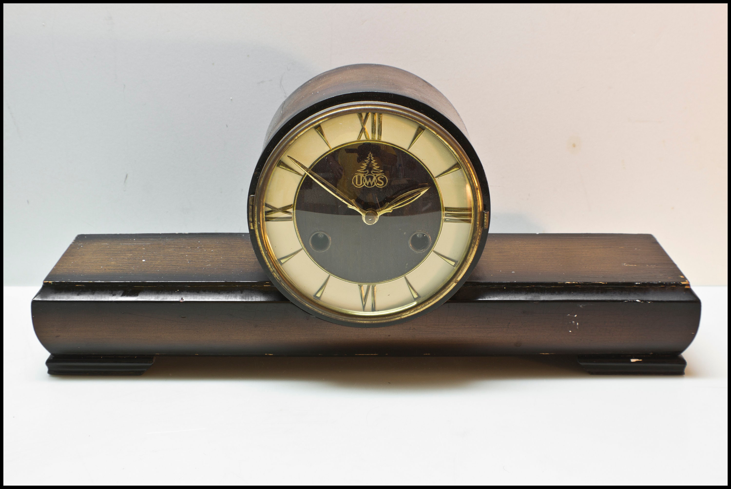 Chiming Mantel Clock Vintage, Working Mid Century 1950s uws Mechanical Wind up Mantle Timepiece