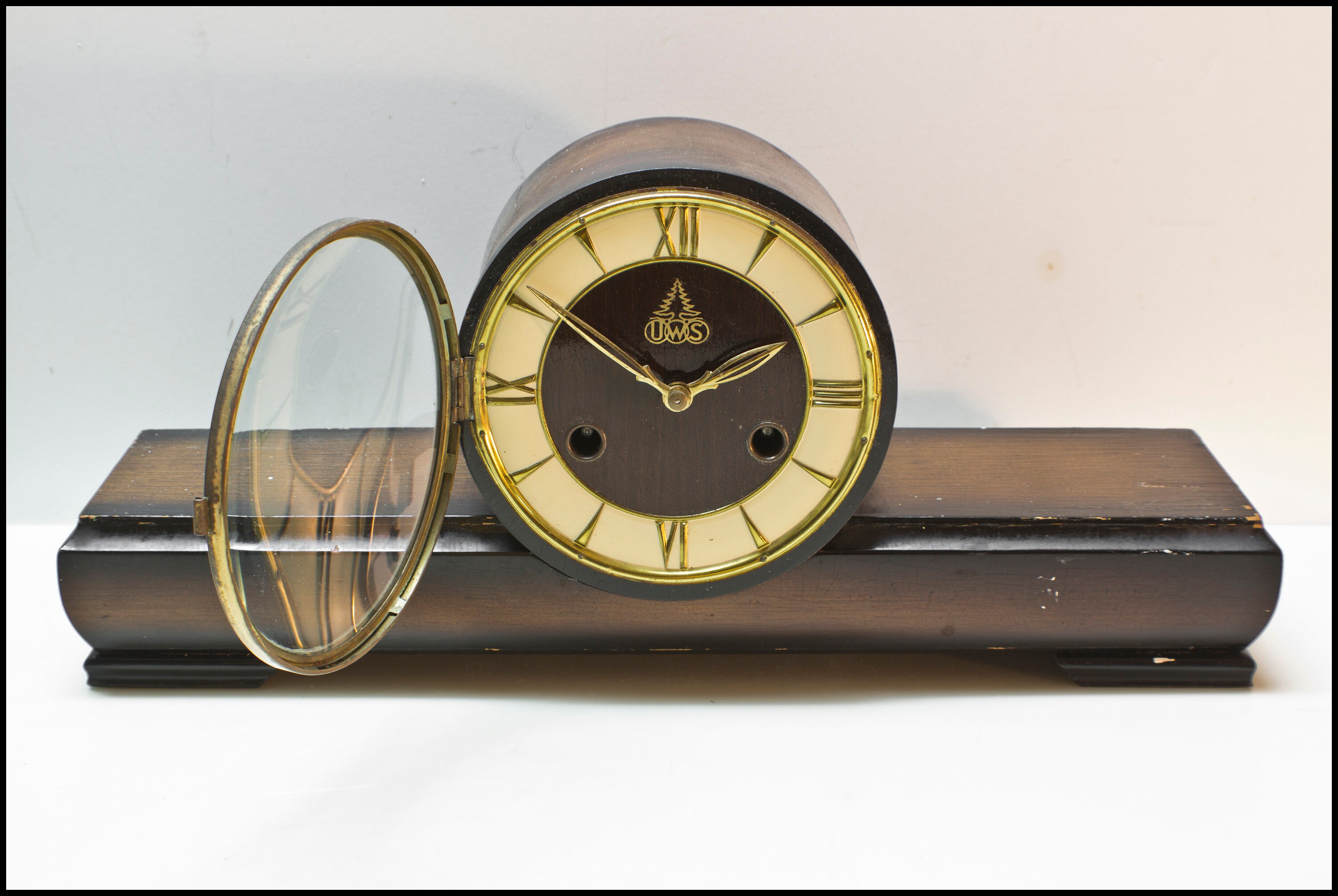 Chiming Mantel Clock Vintage, Working Mid Century 1950s uws Mechanical Wind up Mantle Timepiece