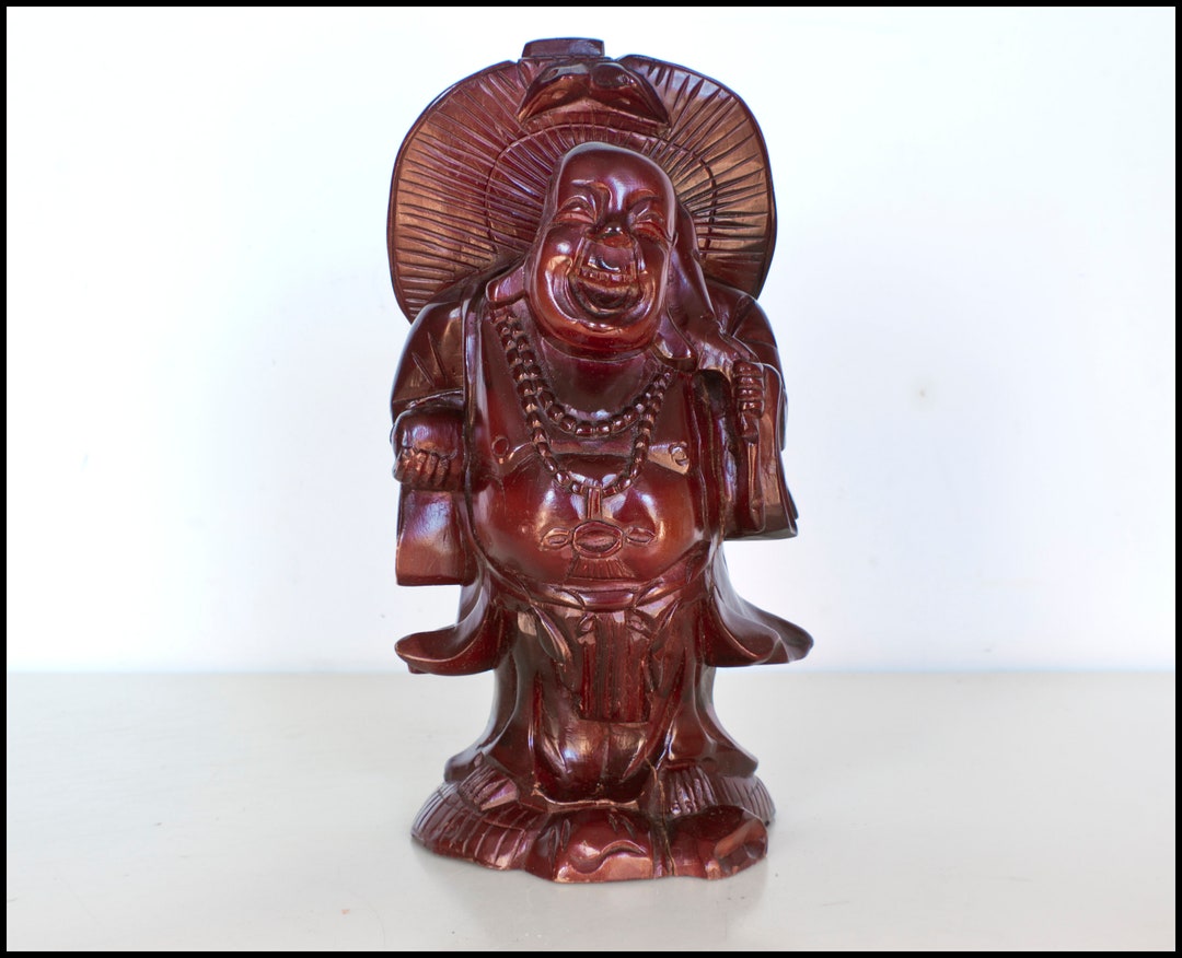 Vintage Carved Wood Buddha Statue: Tang Sanzang Monk, L…