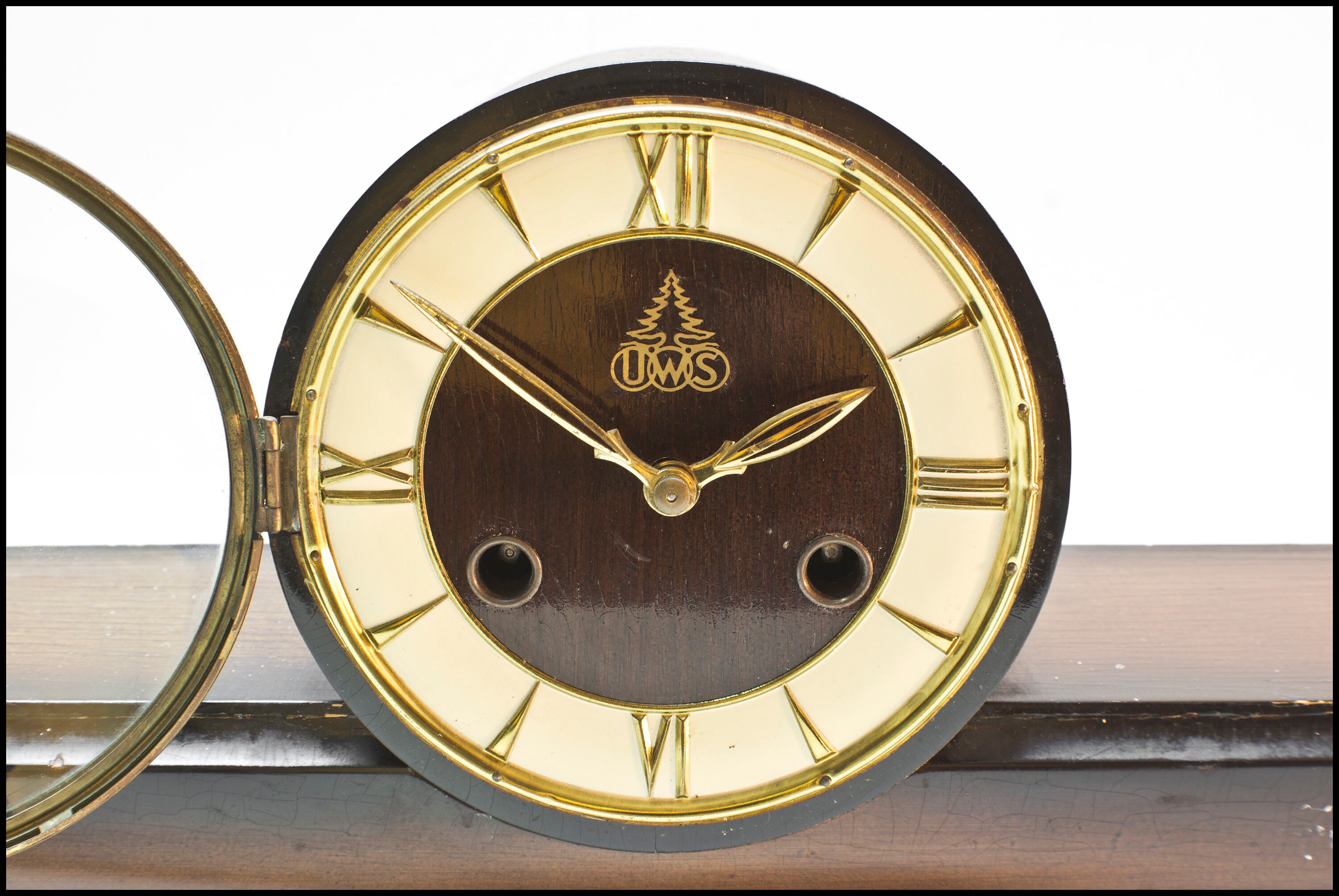 Chiming Mantel Clock Vintage, Working Mid Century 1950s uws Mechanical Wind up Mantle Timepiece