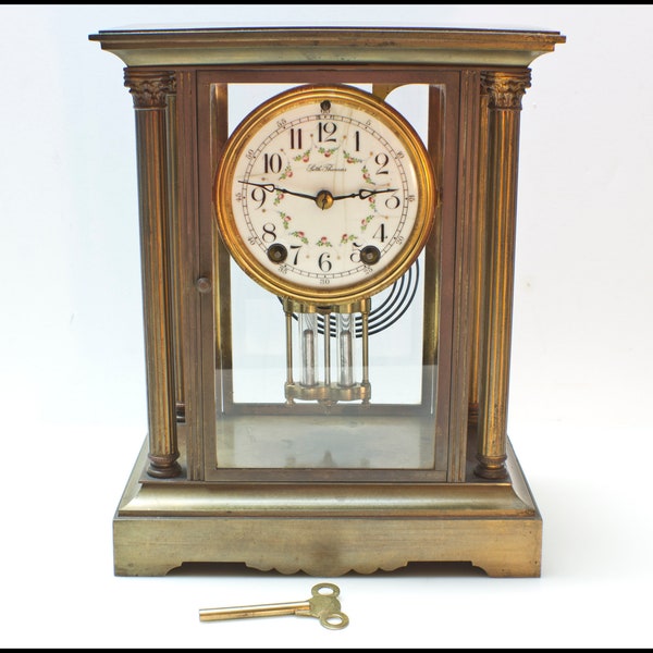 Seth Thomas Chiming Regulator Mantel Clock - Working Antique/Vintage Heavy Brass/Bronze Wind Up Mechanical Mantle Timepiece - Free Shipping