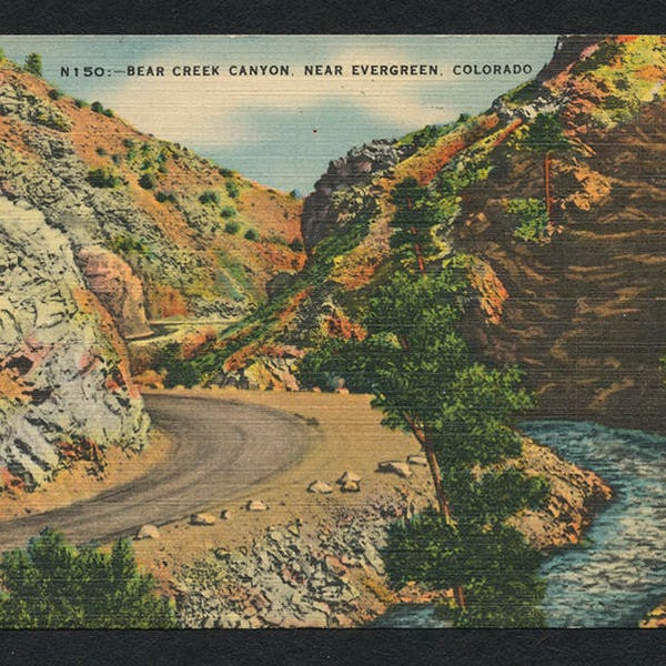Bear Creek Canyon, Colorado Postcard - Vintage Color Postcard of the View Near Evergreen