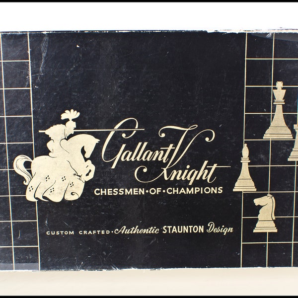 Gallant Knight Chess Set - Vintage Complete 1950s - 1970s Chessmen of Champions - Custom Crafted - Authentic Staunton Design - Free Shipping