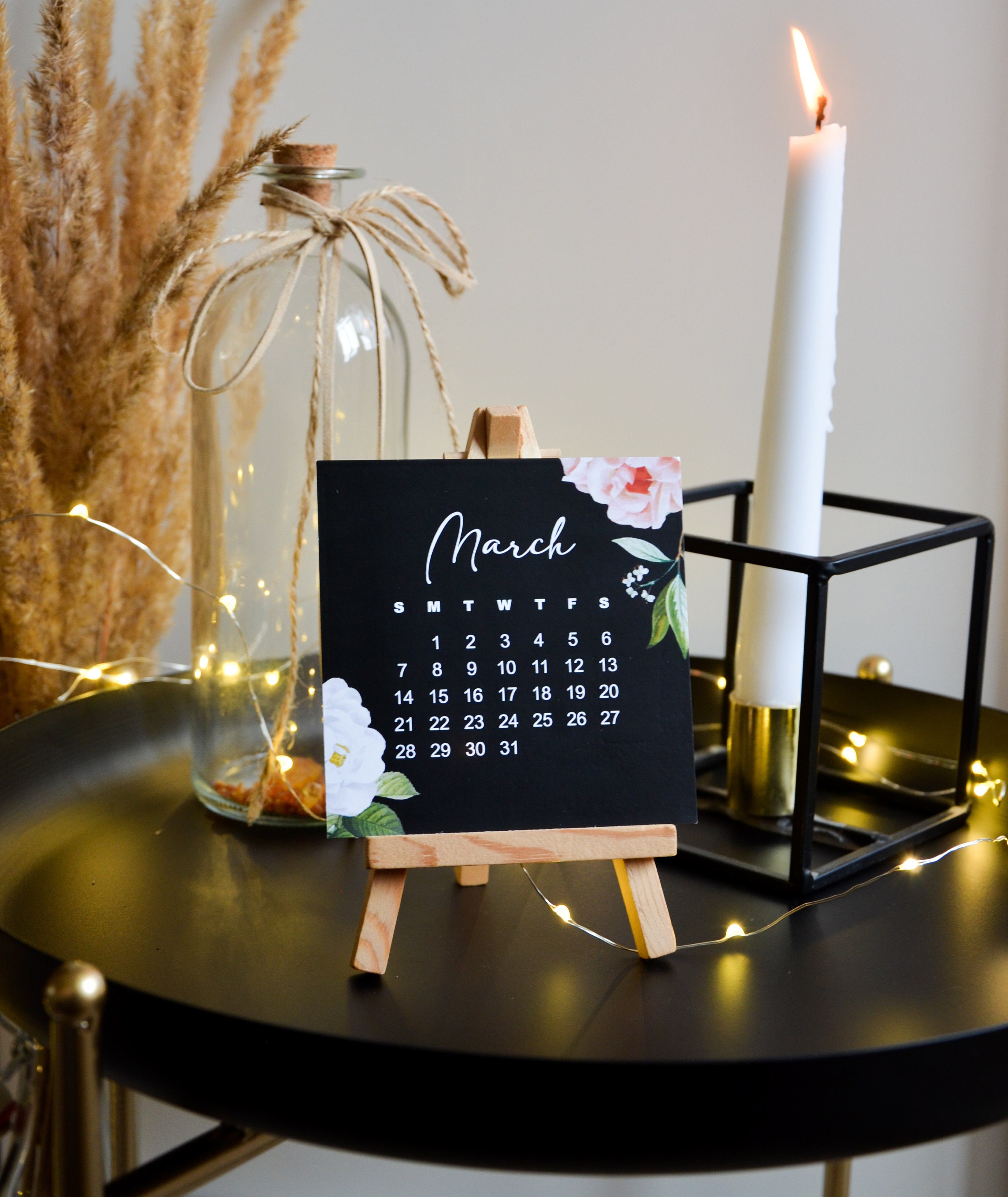 2021 floral desk Calendar with Mini Wooden Easel Etsy