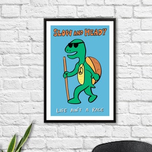 Póster de Stoner Turtle / Póster hippie / Impresión artística 420