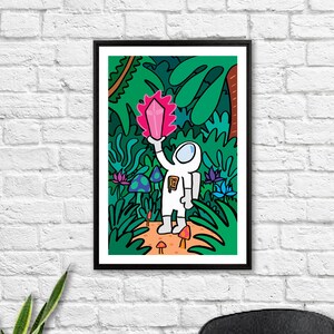 Space Crystal Poster / Astronaut Poster / Trippy Space Art Print