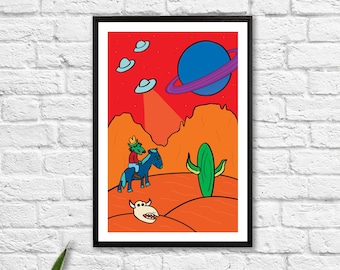 Trippy Desert / Surreal Poster / Psychedelic Art Print