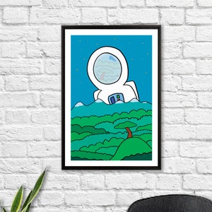 Póster de astronauta gigante / Arte espacial / Impresión de arte cósmico