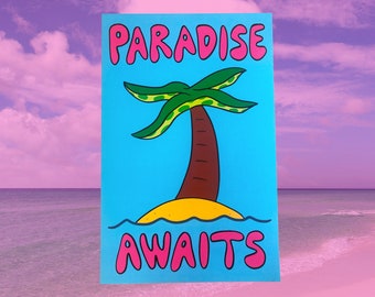 Paradise Awaits / Trippy Poster / Surreal Art Print