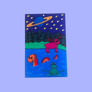 Alien Woodland / Trippy Poster / Psychedelic Art Print