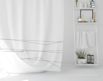 Modern Shower Curtain | Geometric Shower Curtain | Black And White Shower Curtain | Minimalist Shower Curtain