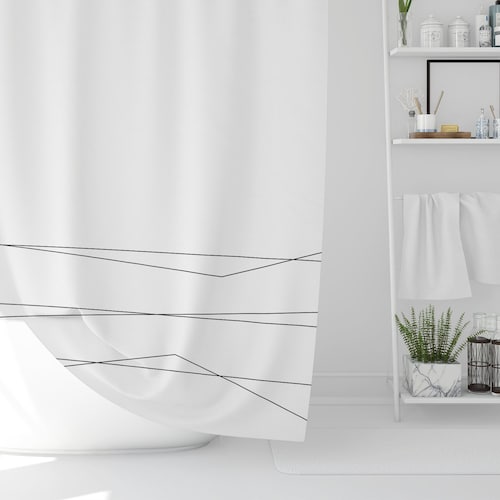 Classy Black and White Shower Curtain Minimalist Shower Etsy