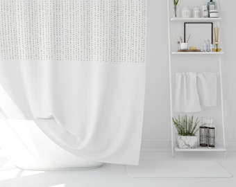 Sage Green Dot Shower Curtain | Green Striped Shower Curtain | Sage Green And White Fabric Shower Curtain