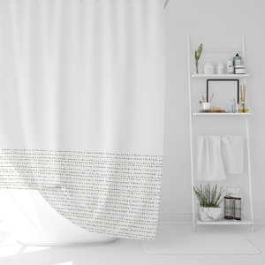 Sage Green Minimalist Shower Curtain | Scandinavian Shower Curtain | Mudcloth Pattern
