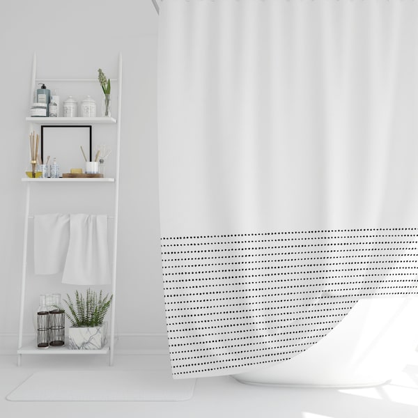 Minimalist Shower Curtain | Black Scandinavian Shower Curtain | Mudcloth Print
