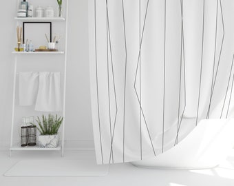 Modern Shower Curtain | Geometric Shower Curtain | Black And White Shower Curtain | Minimalist Curtain