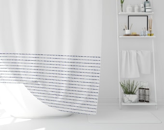 Navy Blue Minimalist Shower Curtain | Scandinavian Shower Curtain | Mudcloth Print