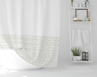 Sage Green Minimalist Shower Curtain | Scandinavian Shower Curtain | Mudcloth Pattern