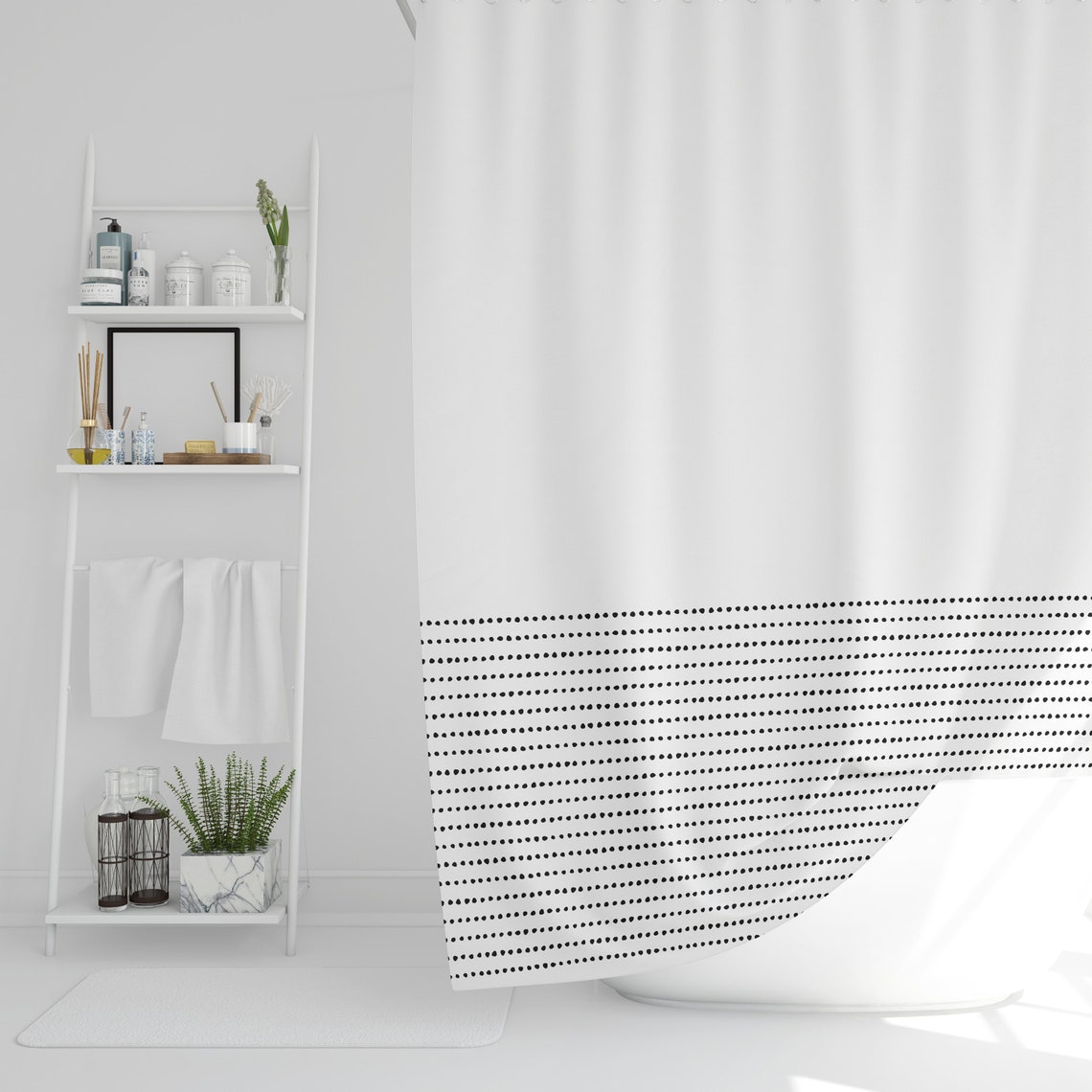 Minimalist Shower Curtain Scandinavian Shower Curtain Etsy