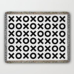 Xoxo Woven Blanket | Woven Throw Blanket | Black And White Modern Woven Blanket | Baby Shower Gift | Housewarming Gift