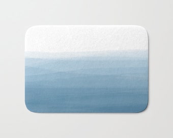 Sea Wave Bath Mat | Soft Blue Shower Mat | Ocean Wave Shower Mat | Ocean Bath Mat | Nautical Bathroom | Watercolor