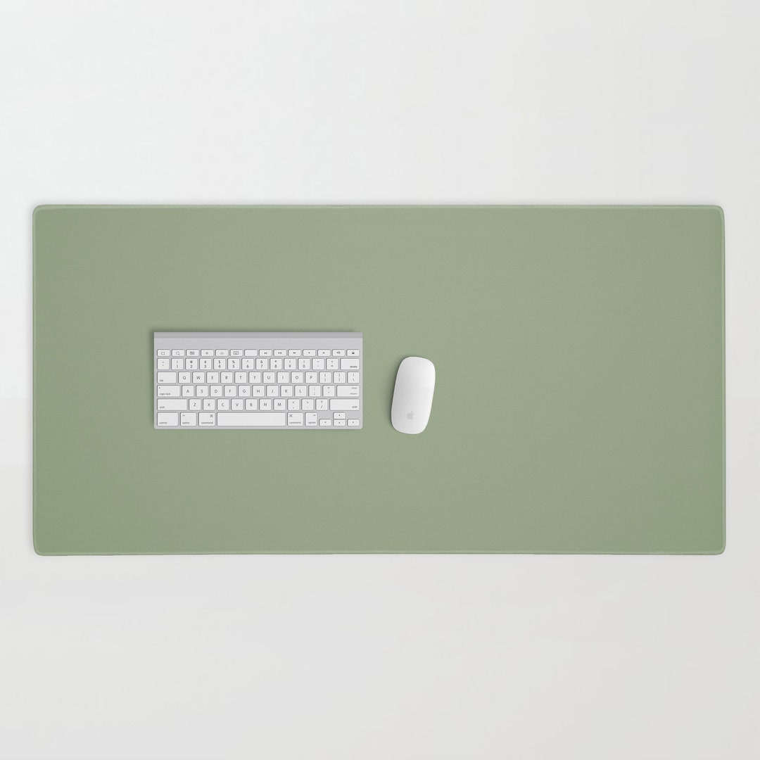 Sage Green Desk Mat Stitched Edges Sage Mouse Pad Durable Nonslip