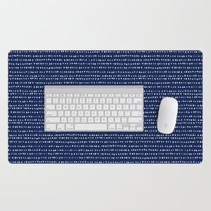 Navy Blue Desk Mat | Blue Desk Pad | Solid Blue Game Pad | Striped Navy Blue Mouse Pad