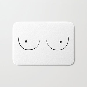 Boob Bath Mat | Feminist Bath Mat | Gift For Her | White Bath Mat | Bath Mat Non-slip Backing