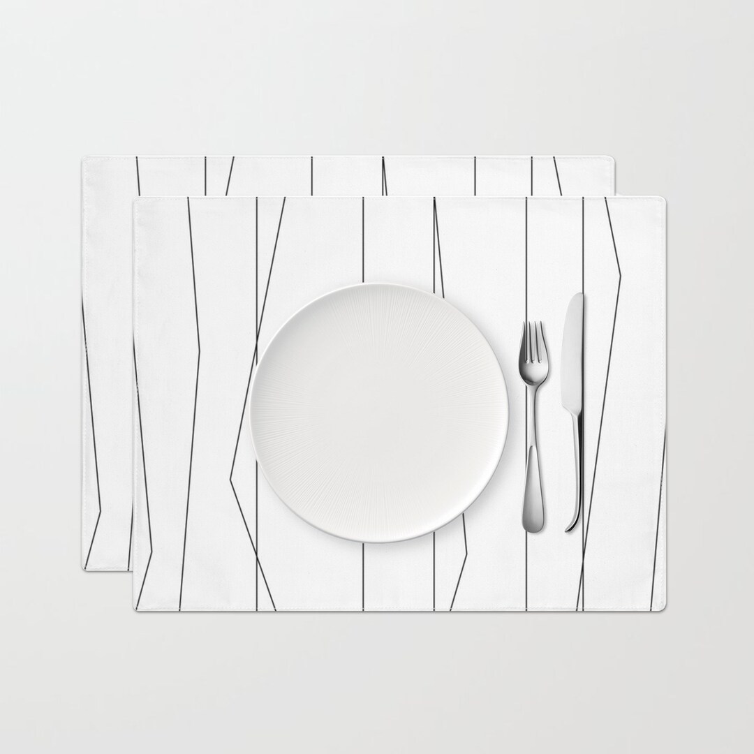Modern Placemat Set of Two Black and White Modern Placemats Etsy