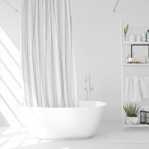 Modern Shower Curtain | Geometric Shower Curtain | Black And White Shower Curtain | Minimalist Curtain image 3