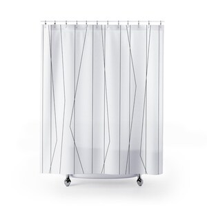 Modern Shower Curtain | Geometric Shower Curtain | Black And White Shower Curtain | Minimalist Curtain image 5