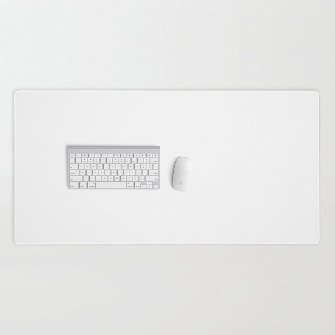 White Desk Mat Stitched Edges White Mouse Pad Durable Nonslip Mouse