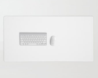 White Desk Mat Stitched Edges | White Mouse Pad | Durable Non-slip Mouse Pad | White Desk Mat Modern | Large Desk Mat White