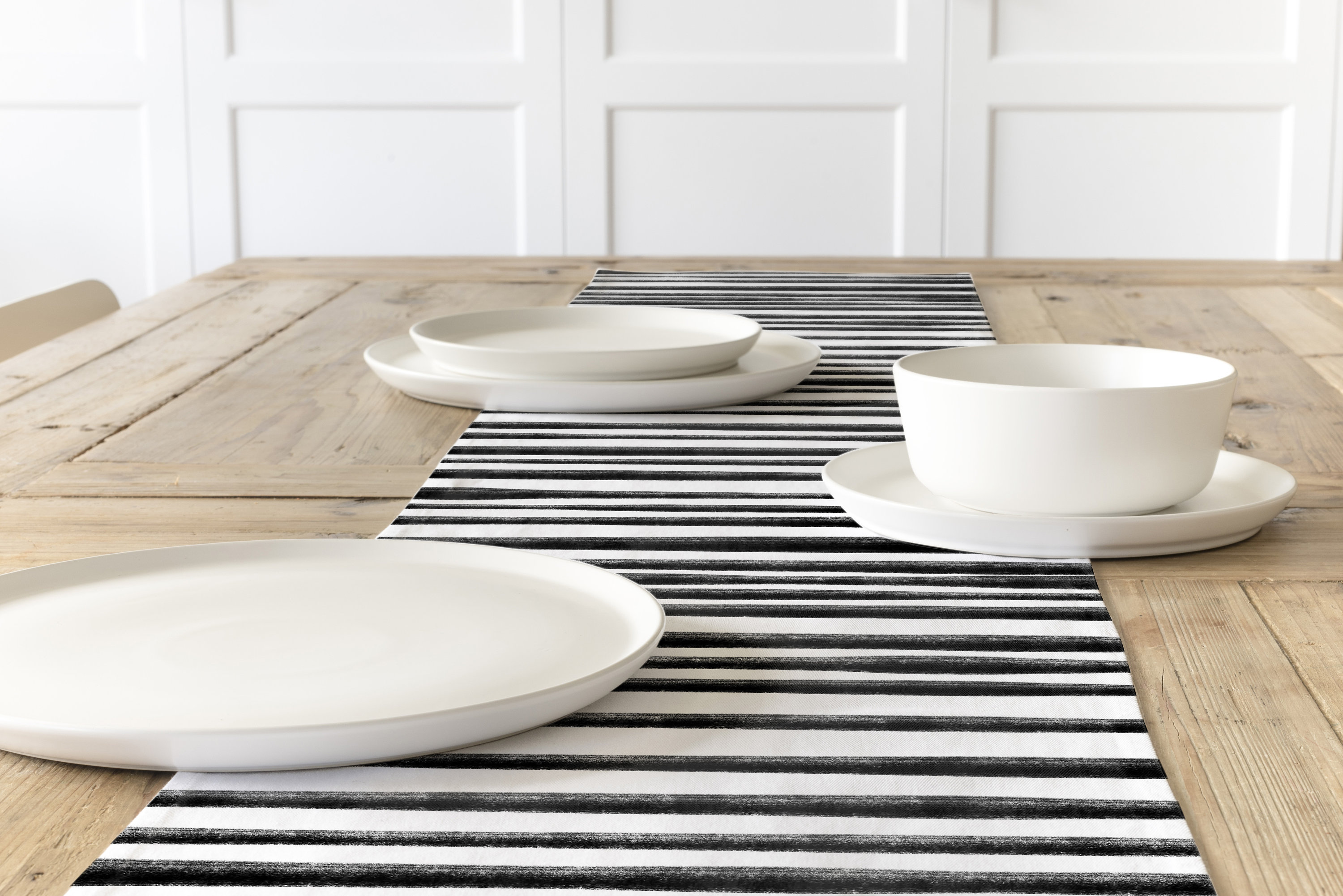 Striped Table Runner Black And White Table Runner Cotton Etsy