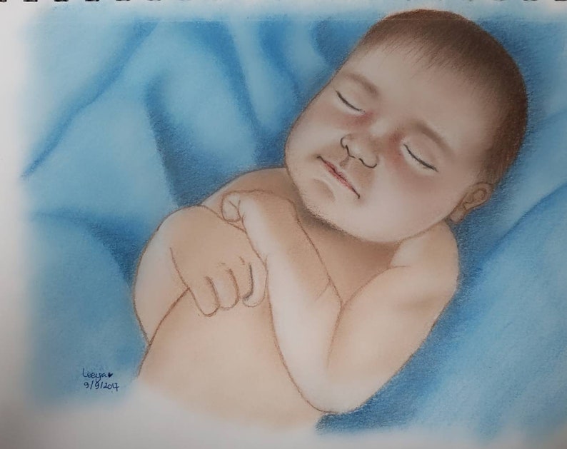 Chalk colored pencil commission baby drawing