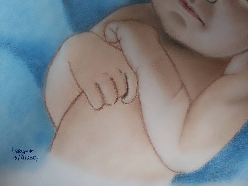 Chalk colored pencil commission baby drawing
