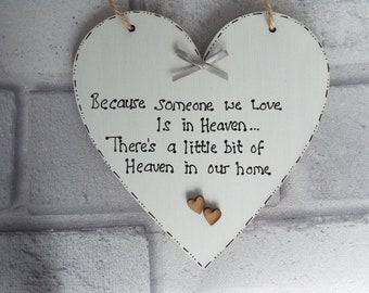Memorial Wooden Heart Gift: 'Someone We Love is in Heaven' Quote