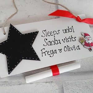 Personalized Sleeps Until Santa Sign: Christmas Countdown Chalkboard Plaque
