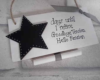 Countdown to Retirement wooden sign chalkboard plaque retirement gift